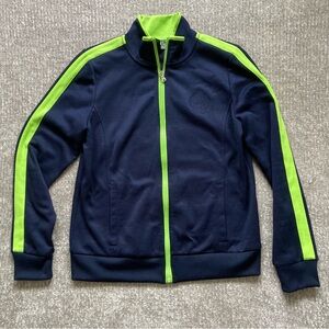 Lauren Ralph Lauren Active Track Jacket Navy Green Zip Up Size M Y2K 90s Retro